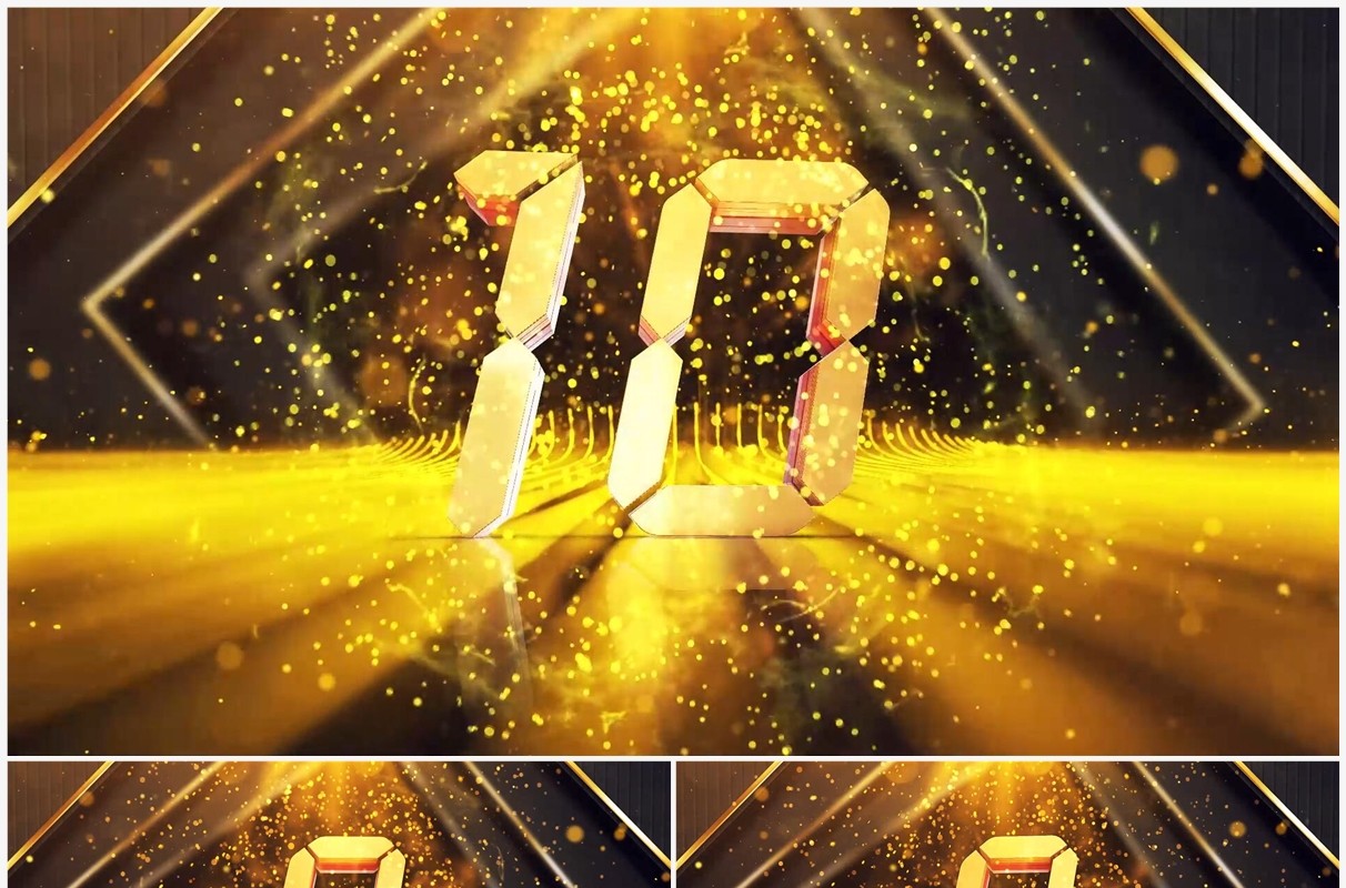 金色粒子十秒年会盛典倒计时PPT模板