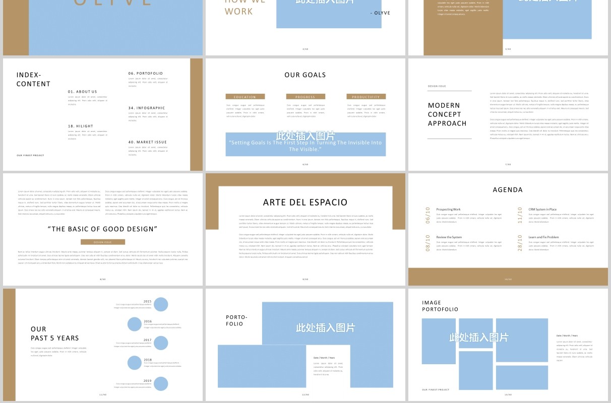 简约欧美PPT图片排版设计模板Olyve Powerpoint