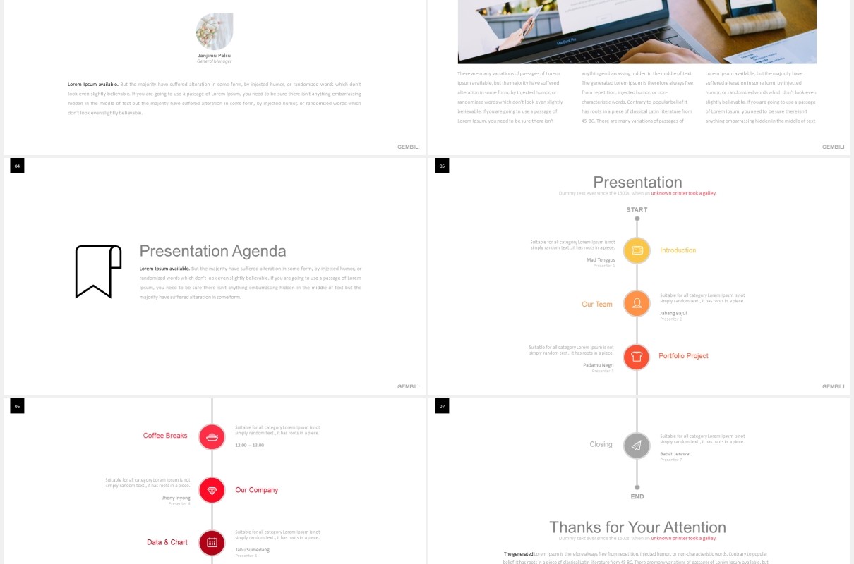 简约工作项目汇报PPT模板gembili powerpoint