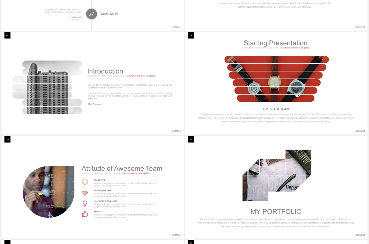 简约工作项目汇报PPT模板gembili powerpoint