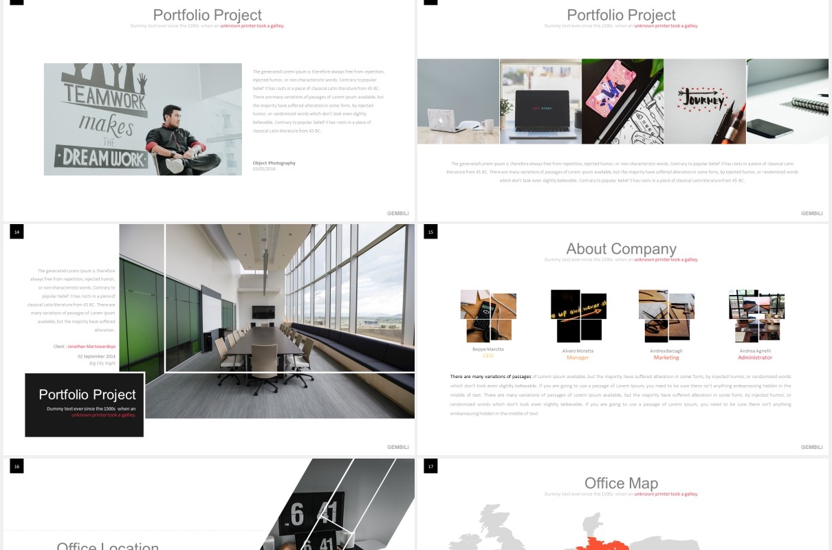 简约工作项目汇报PPT模板gembili powerpoint