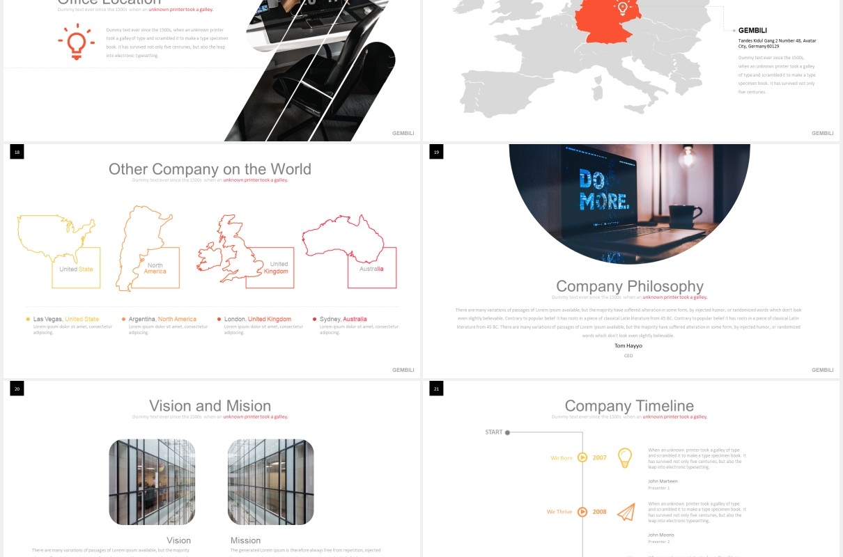 简约工作项目汇报PPT模板gembili powerpoint