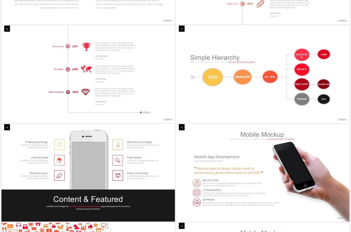 简约工作项目汇报PPT模板gembili powerpoint