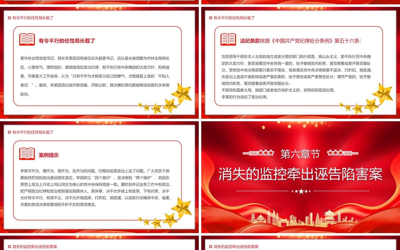 红色党政风以案说纪党纪学习教育PPT模板