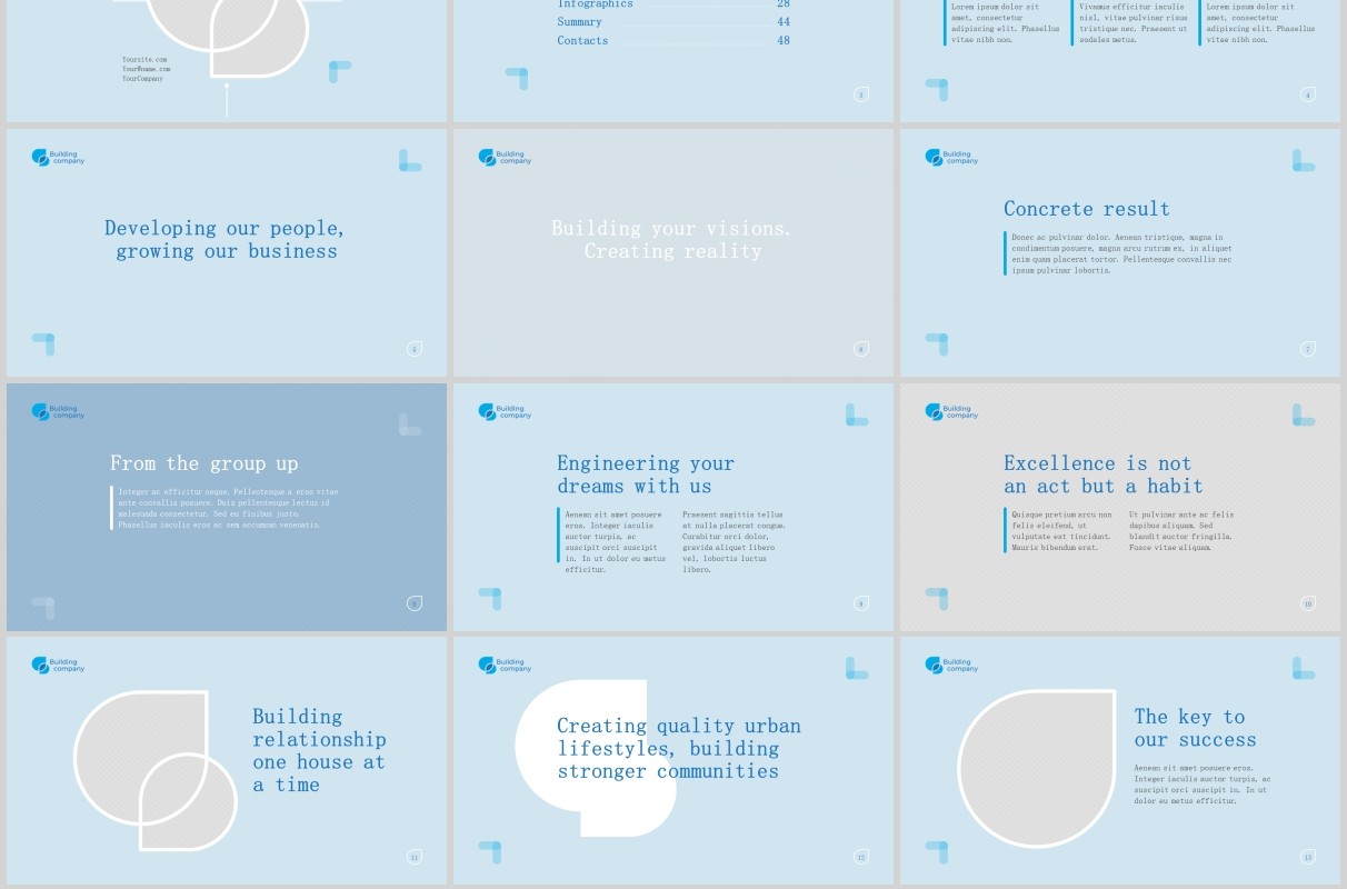 建筑公司项目宣传介绍PPT版式模板Building Company PowerPoint Presentation Template