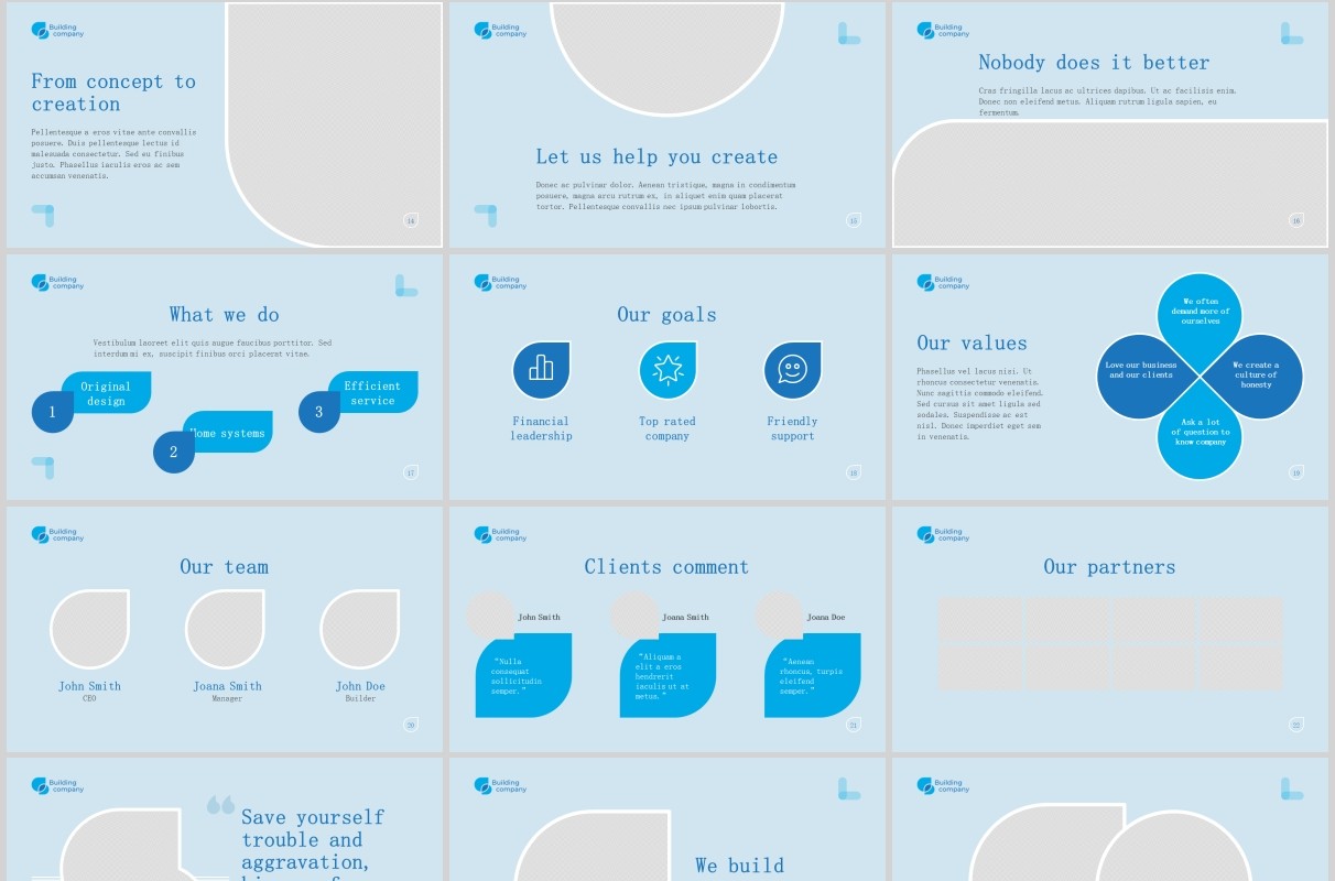 建筑公司项目宣传介绍PPT版式模板Building Company PowerPoint Presentation Template