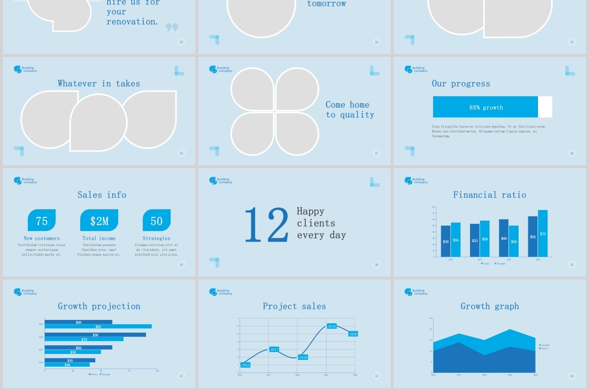 建筑公司项目宣传介绍PPT版式模板Building Company PowerPoint Presentation Template