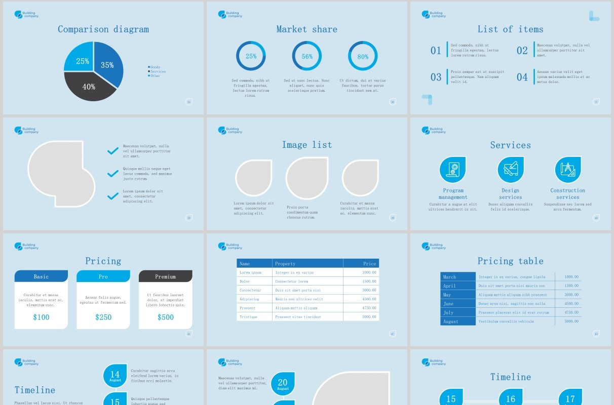 建筑公司项目宣传介绍PPT版式模板Building Company PowerPoint Presentation Template
