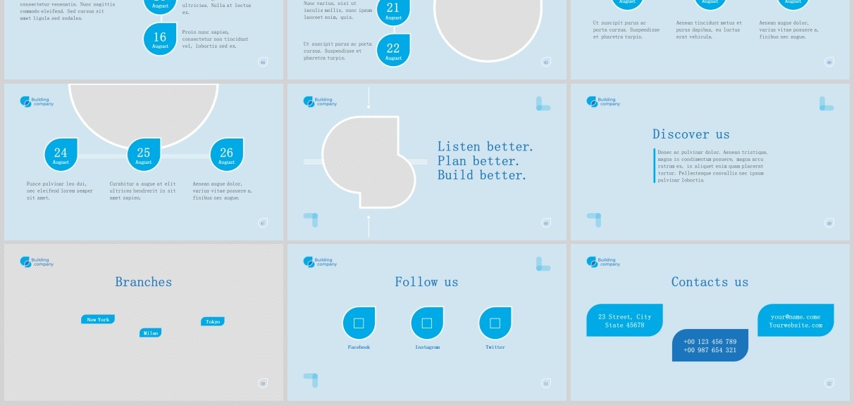 建筑公司项目宣传介绍PPT版式模板Building Company PowerPoint Presentation Template