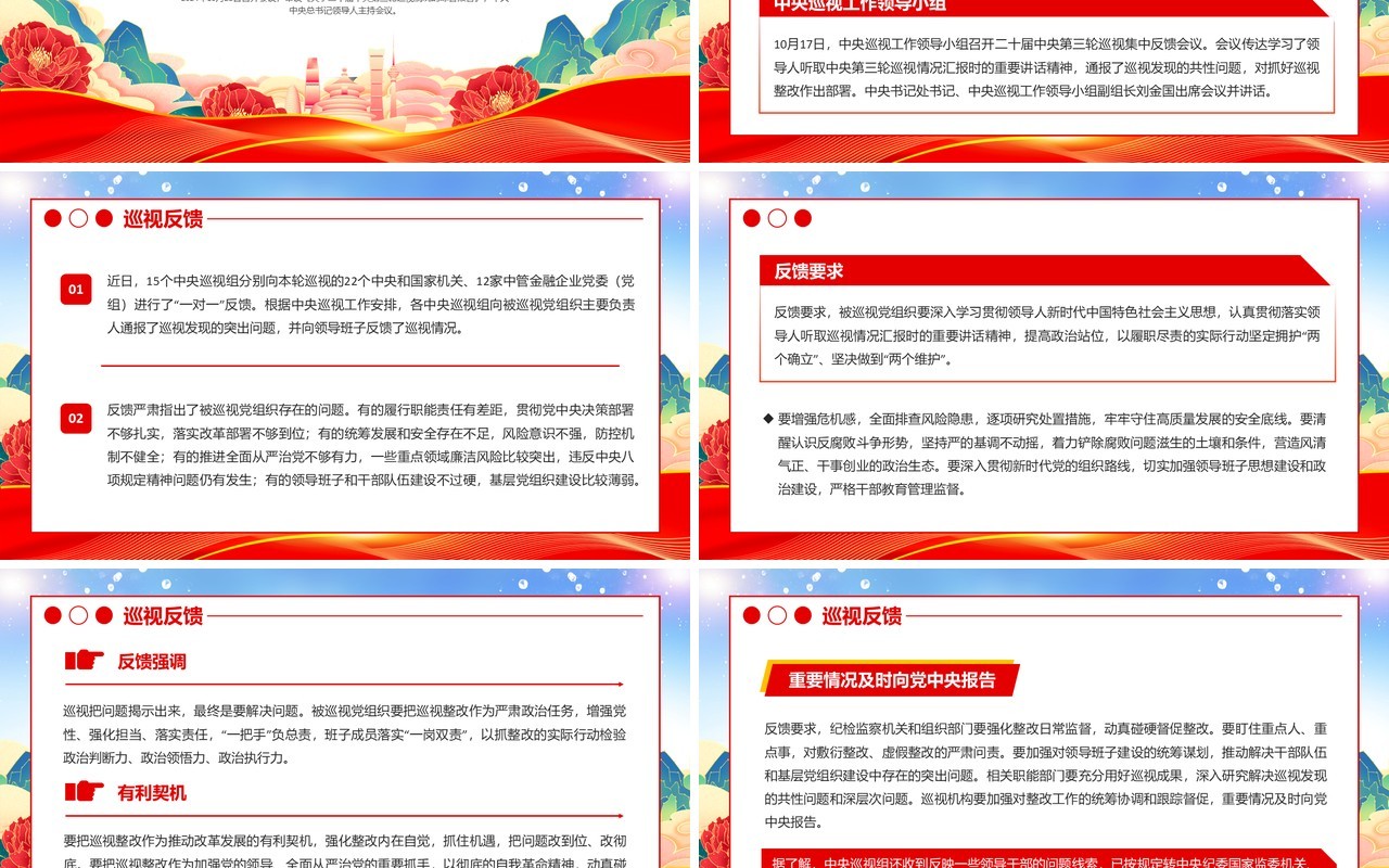 红色党政风二十届中央第三轮巡视PPT模板(1)