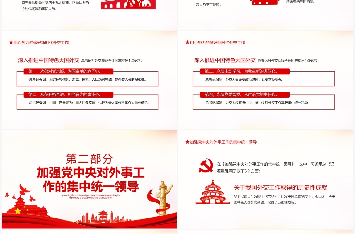治国理政深入推进中国特色大国外交动态PPT模板