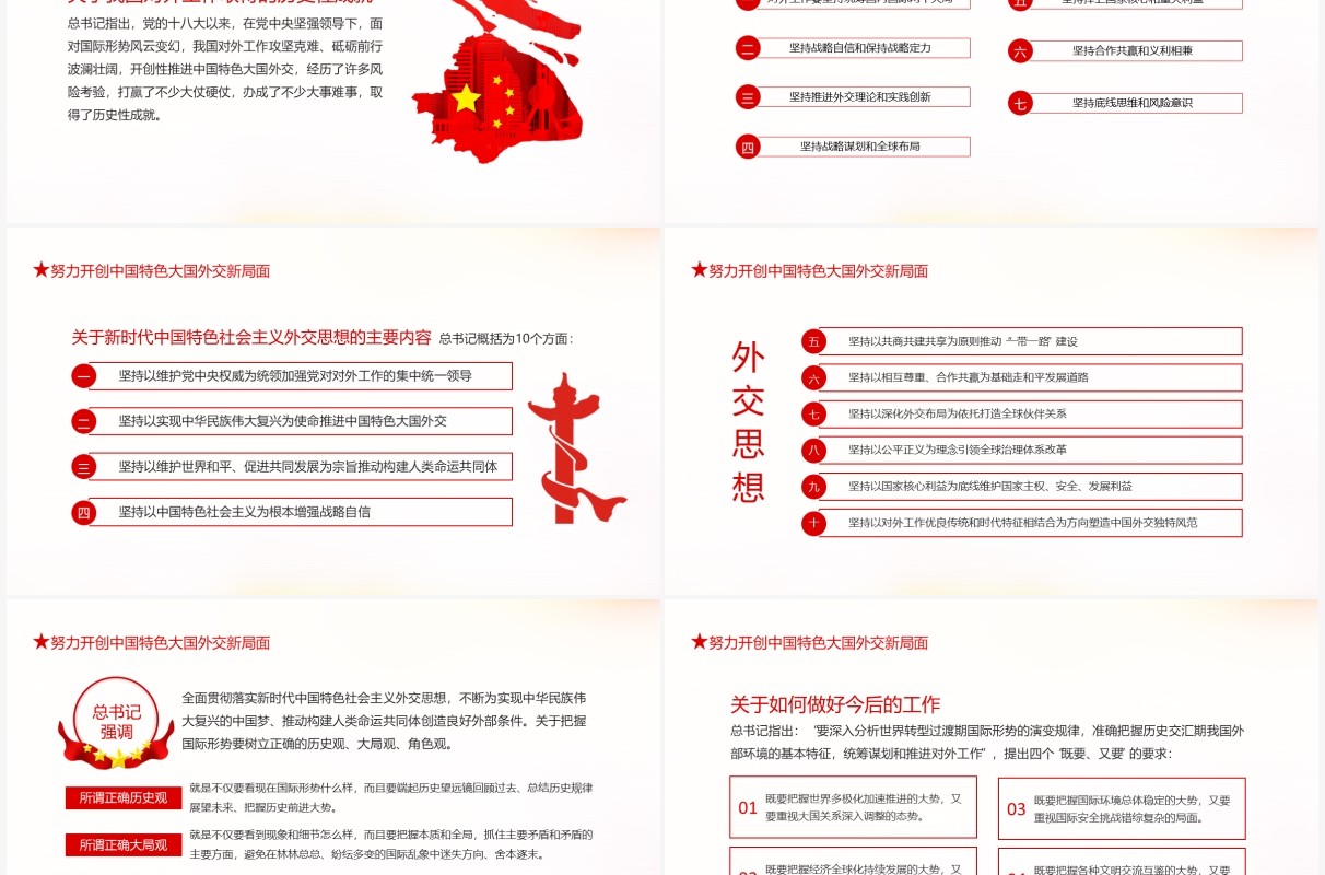 治国理政深入推进中国特色大国外交动态PPT模板