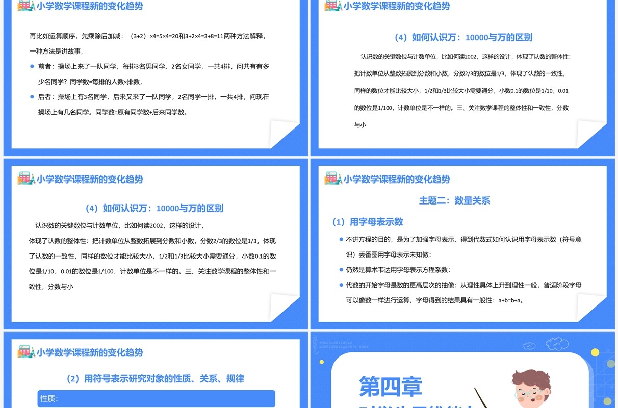 蓝色卡通风义务教育数学新课程标准PPT模板