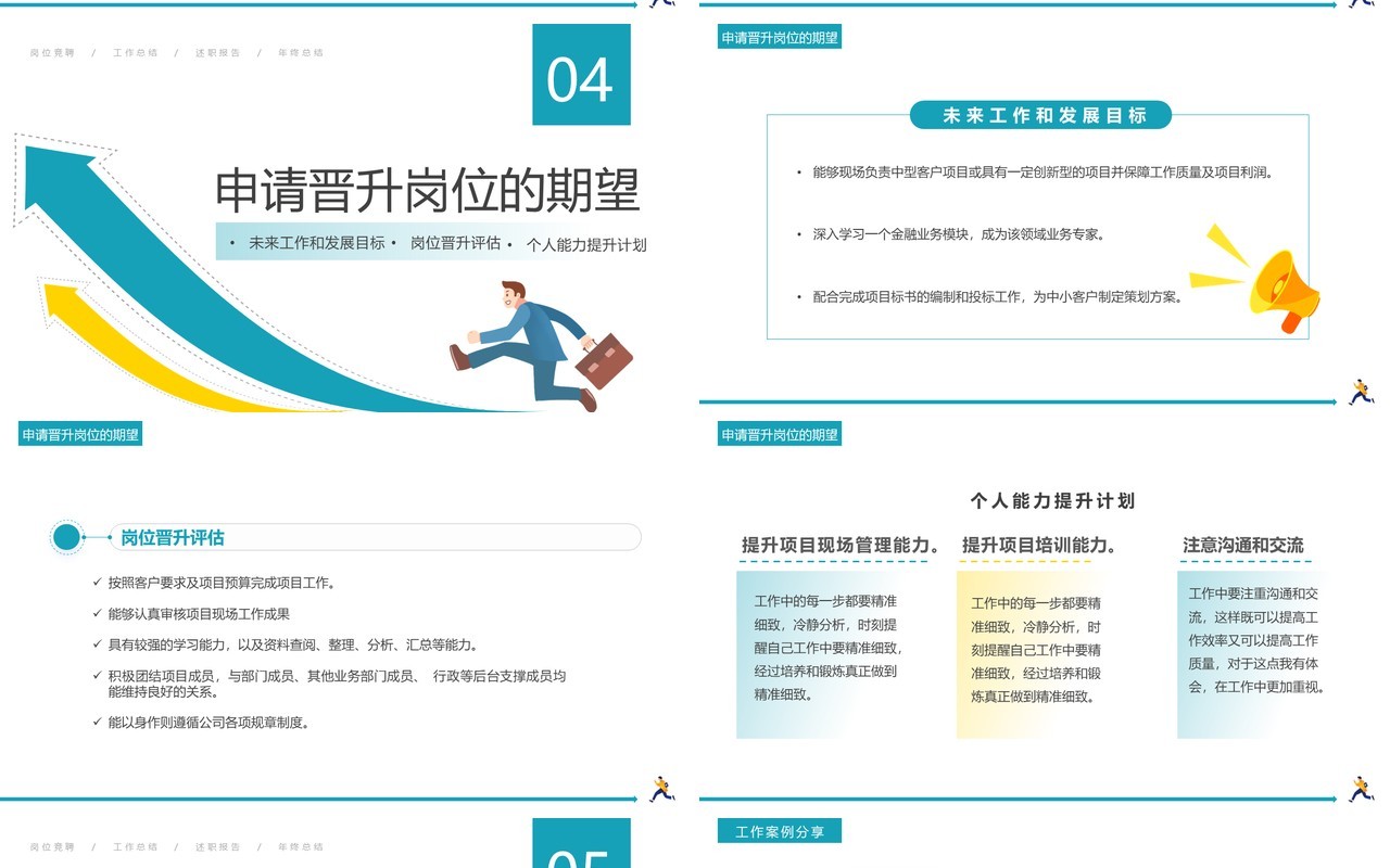 黄绿色简约风员工职级晋升PPT模板
