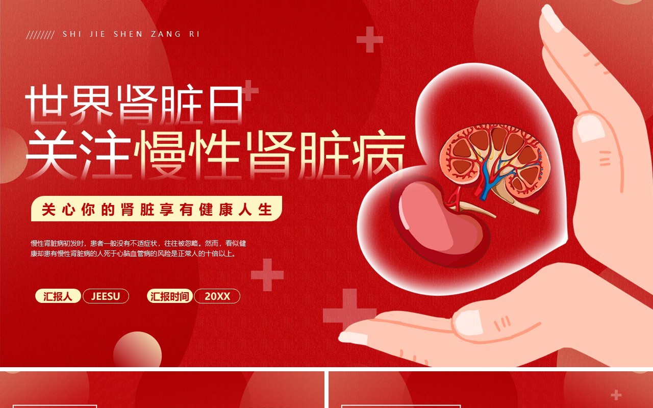 红色简约风世界肾脏日介绍PPT模板