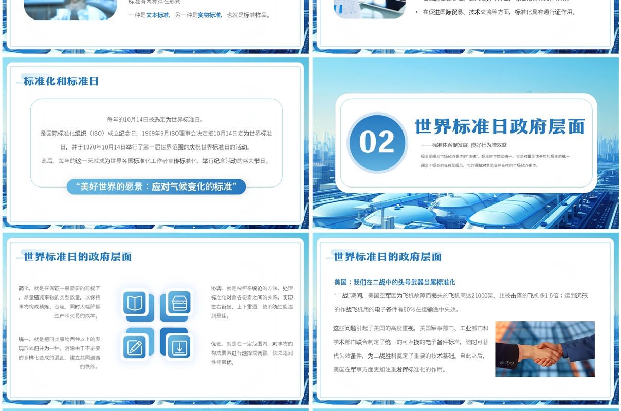 蓝色简约风2024年世界标准日PPT模板
