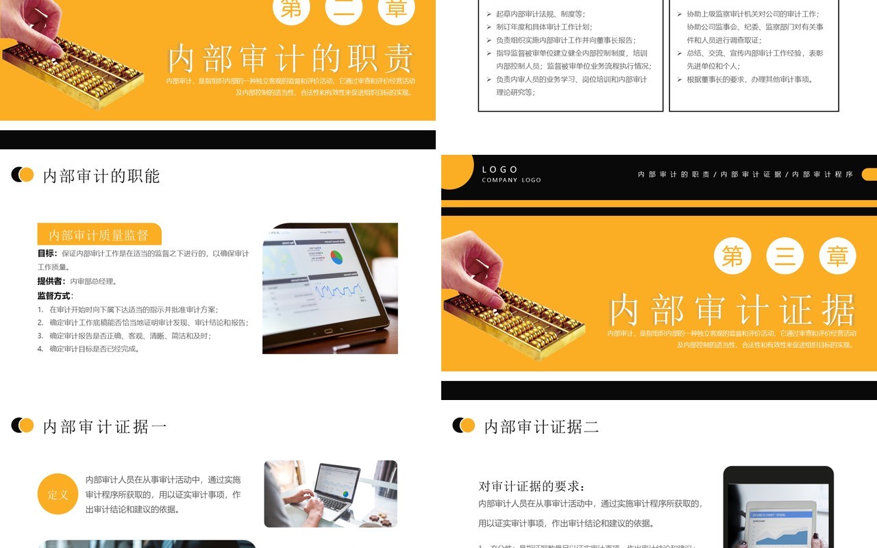黄黑色商务风内部审计简述PPT模板