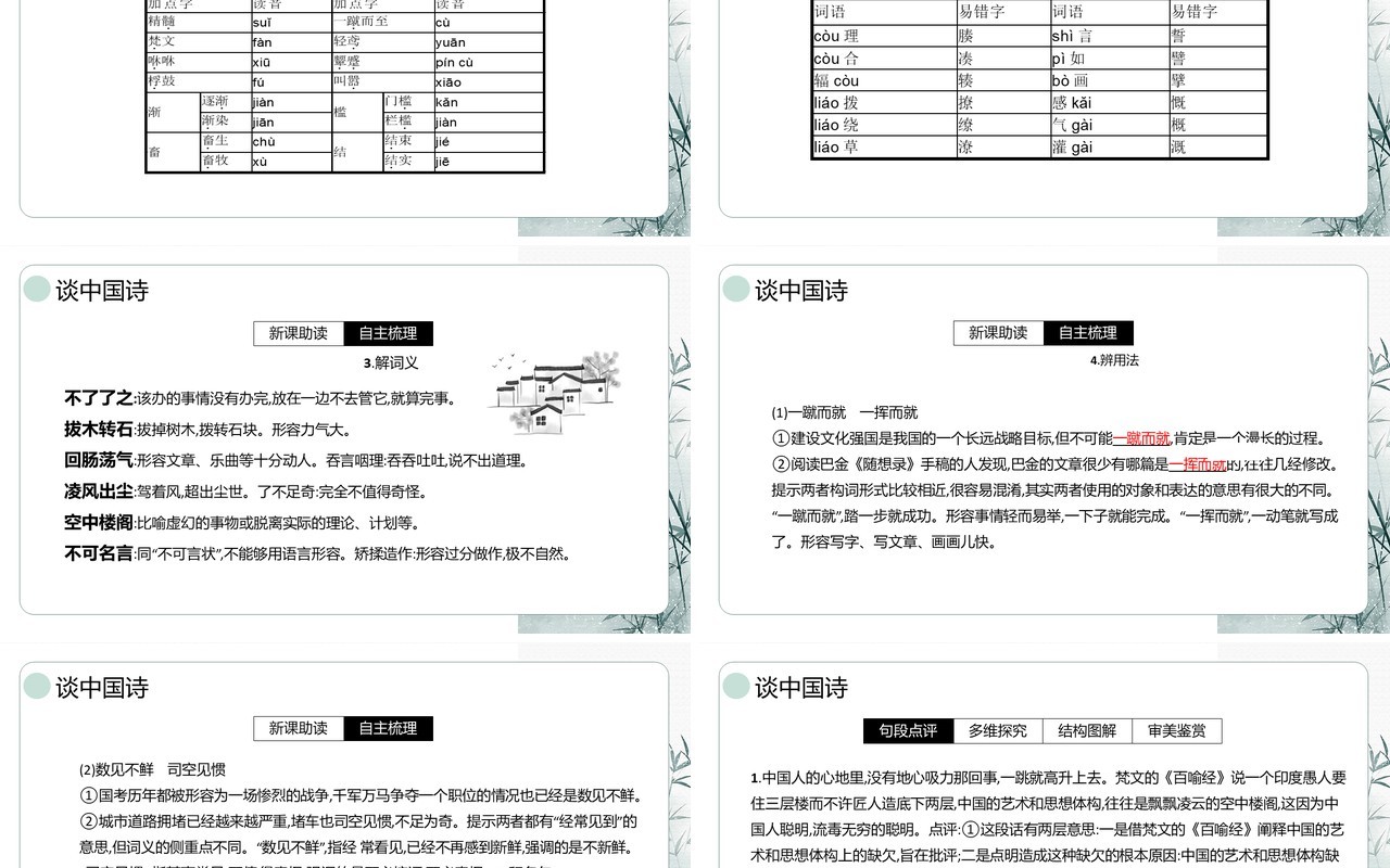 部编版高中语文必修五谈中国诗课件PPT模板