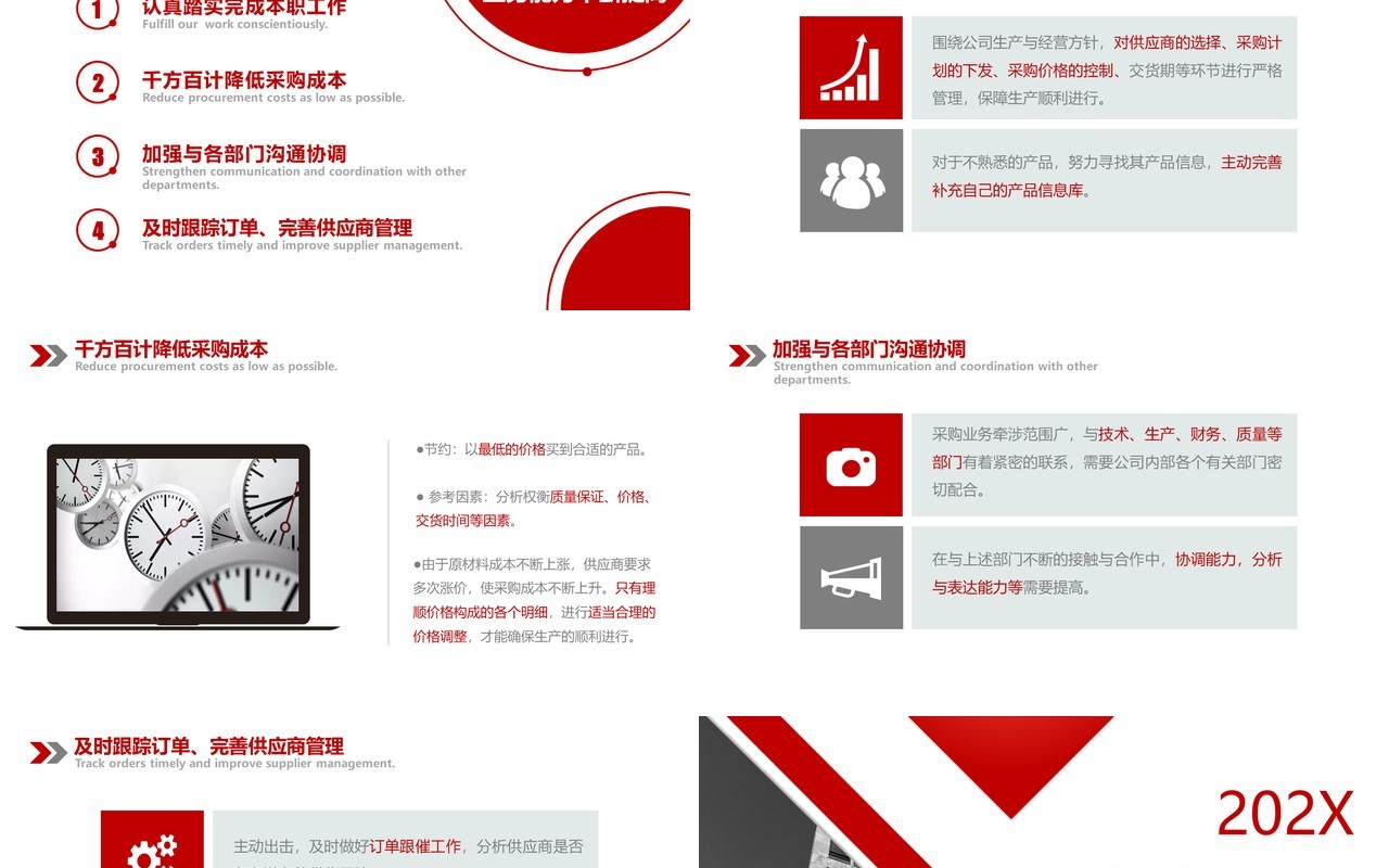 红色采购部工作总结报告PPT模板