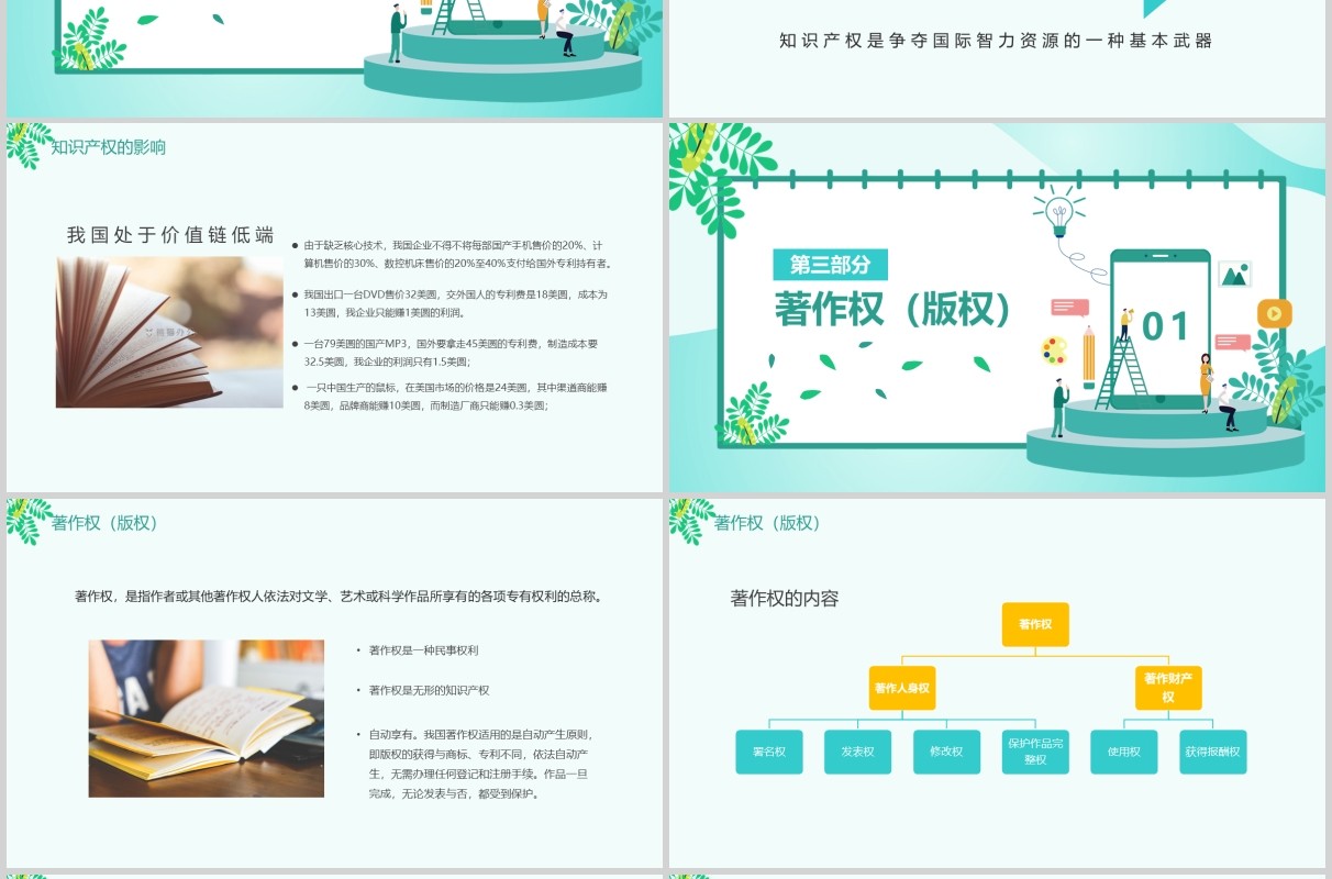 蓝色简约世界知识产权日宣传教育通用PPT模板