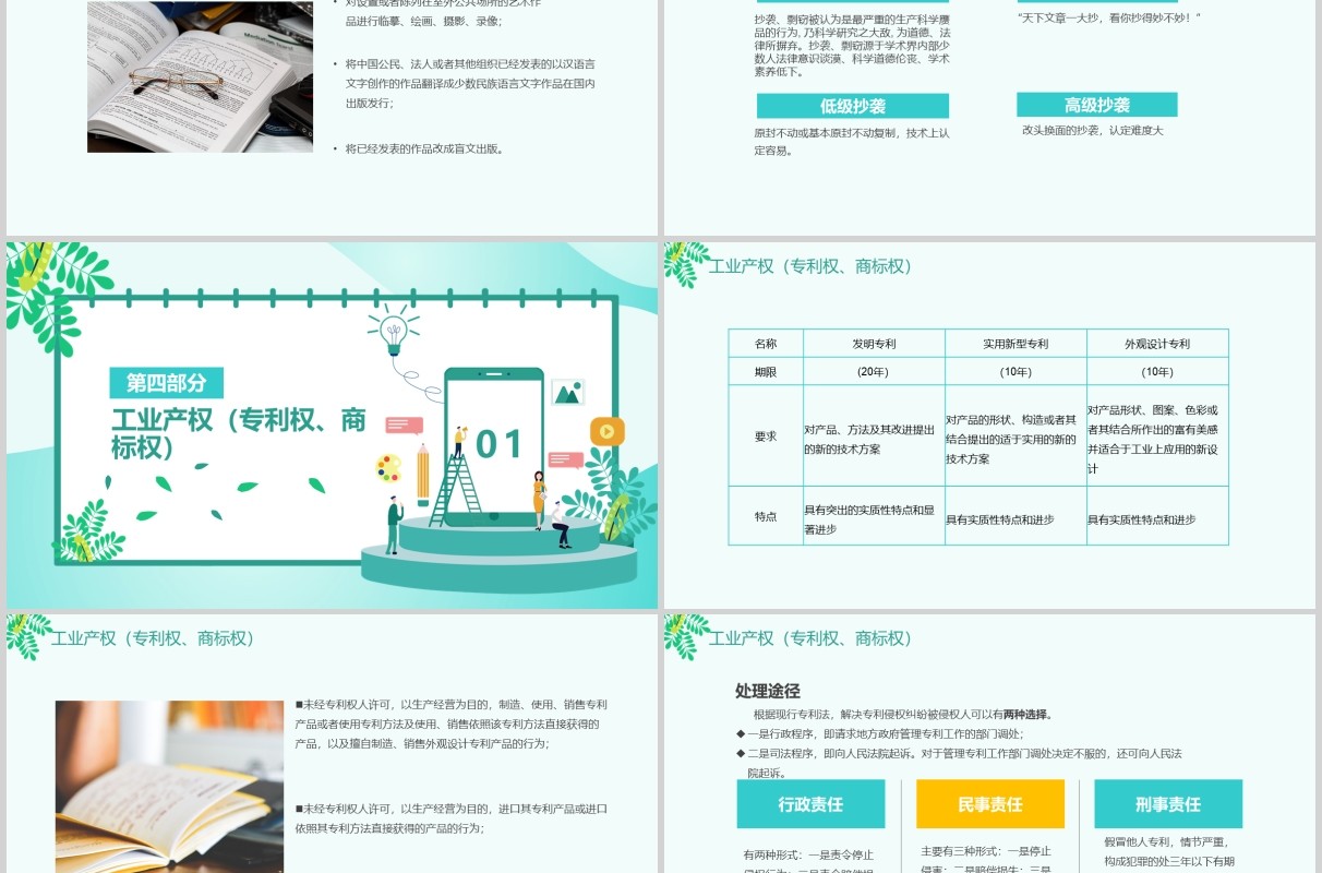 蓝色简约世界知识产权日宣传教育通用PPT模板