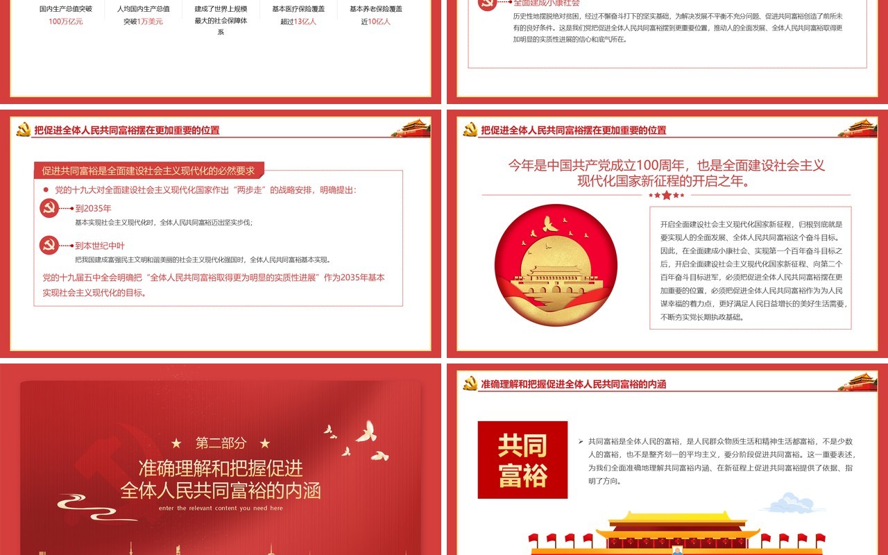 红色大气党建党政党课沿着中国式现代化道路走向共同富裕动态PPT模板
