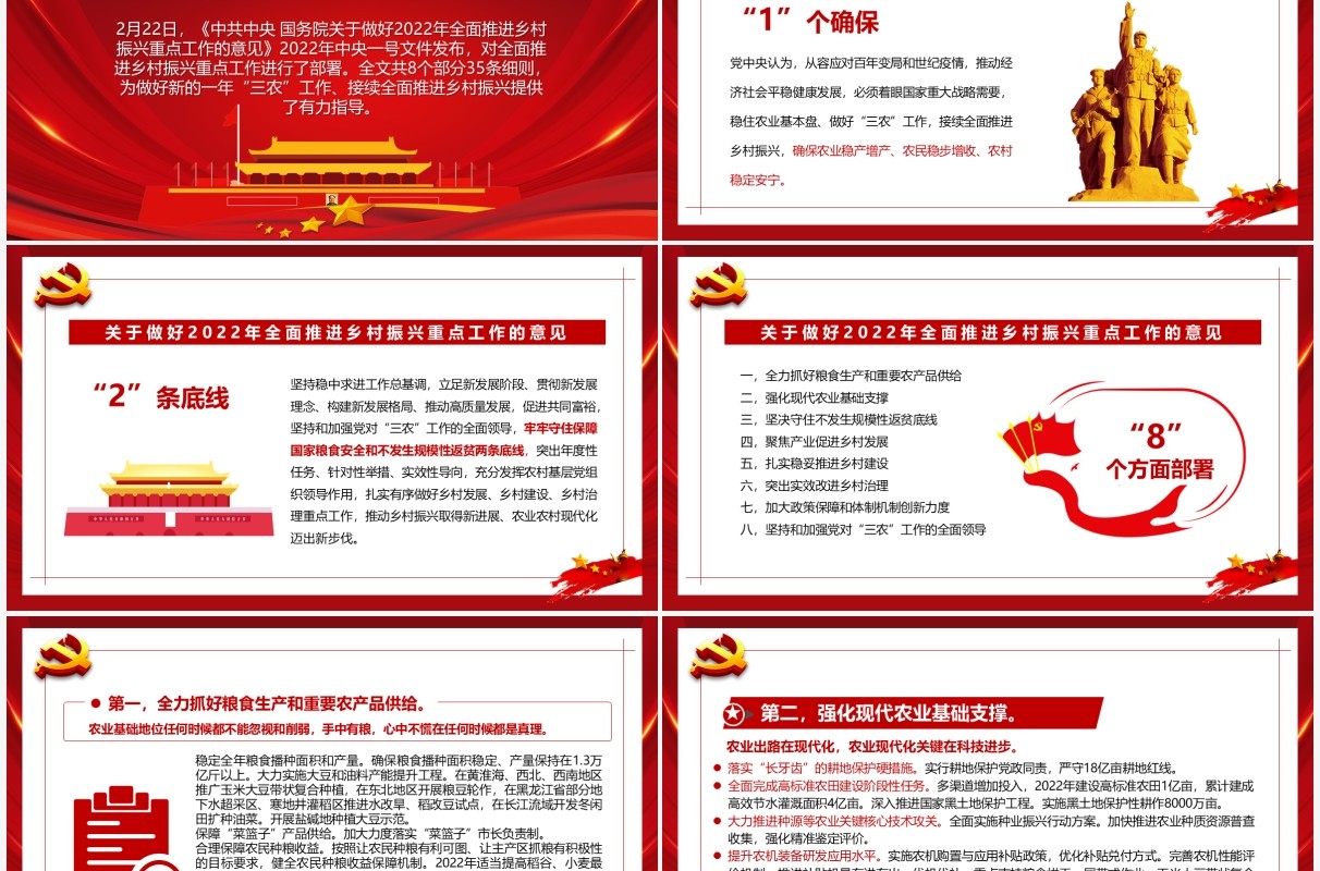 红色党政学习解读中央一号文件PPT模板