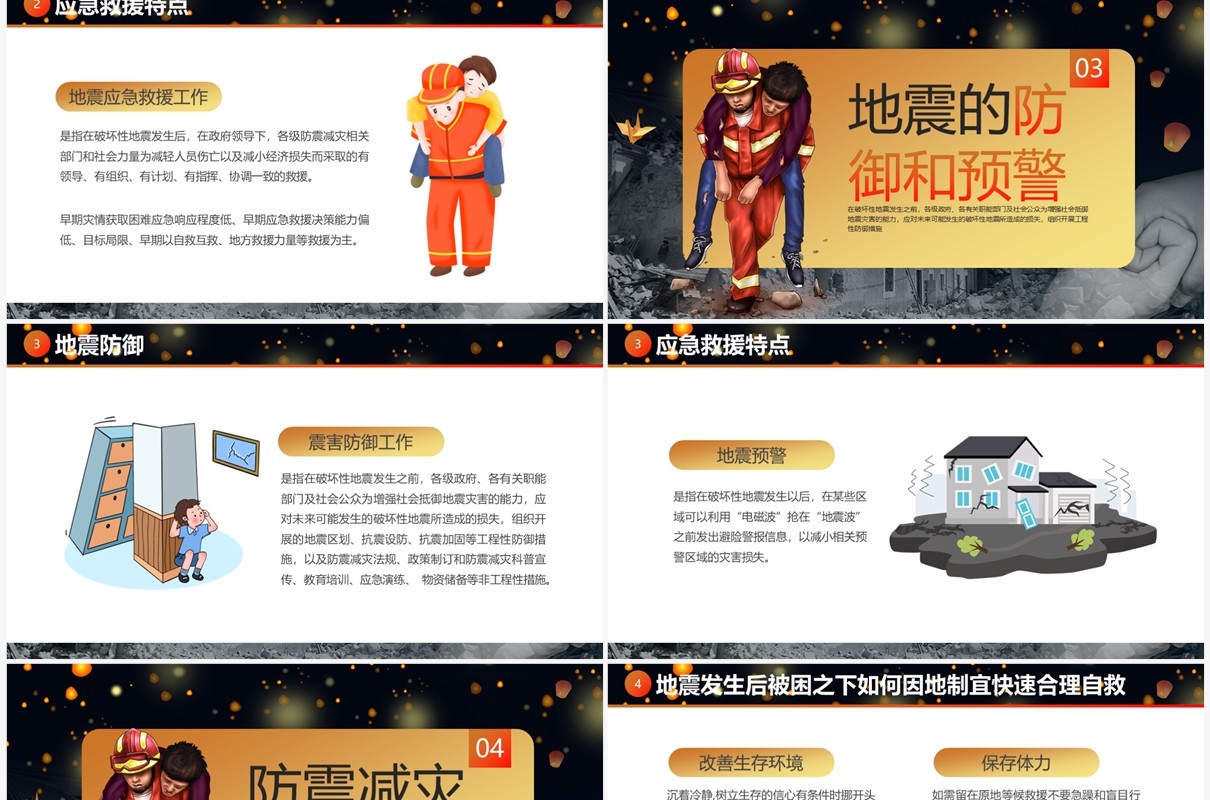 卡通风防震减灾科普知识PPT模板