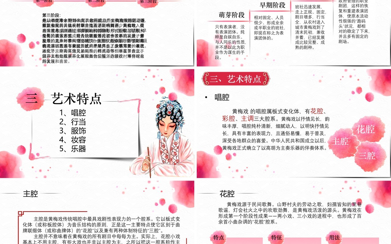 简约唯美中国风文化艺术黄梅戏戏曲演绎宣传PPT模板