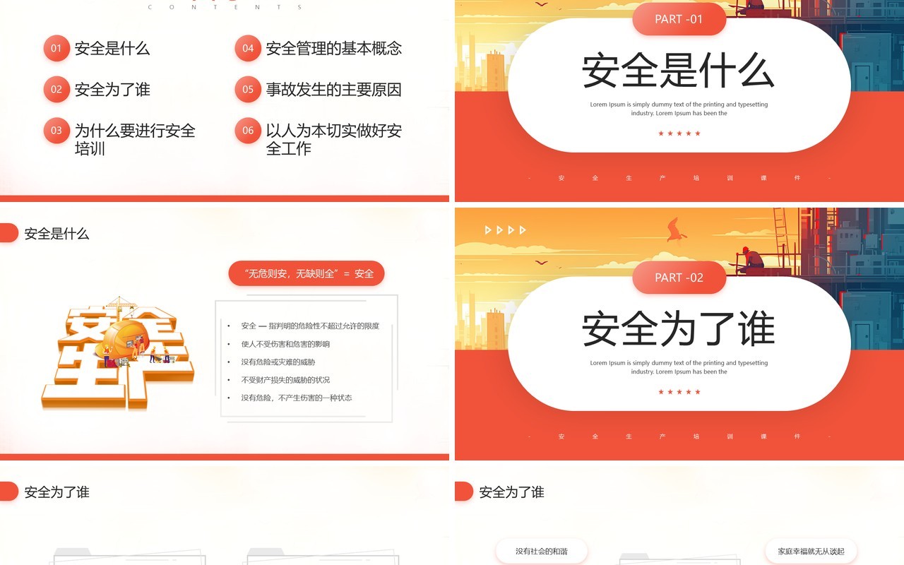 红色简约风安全生产培训PPT模板