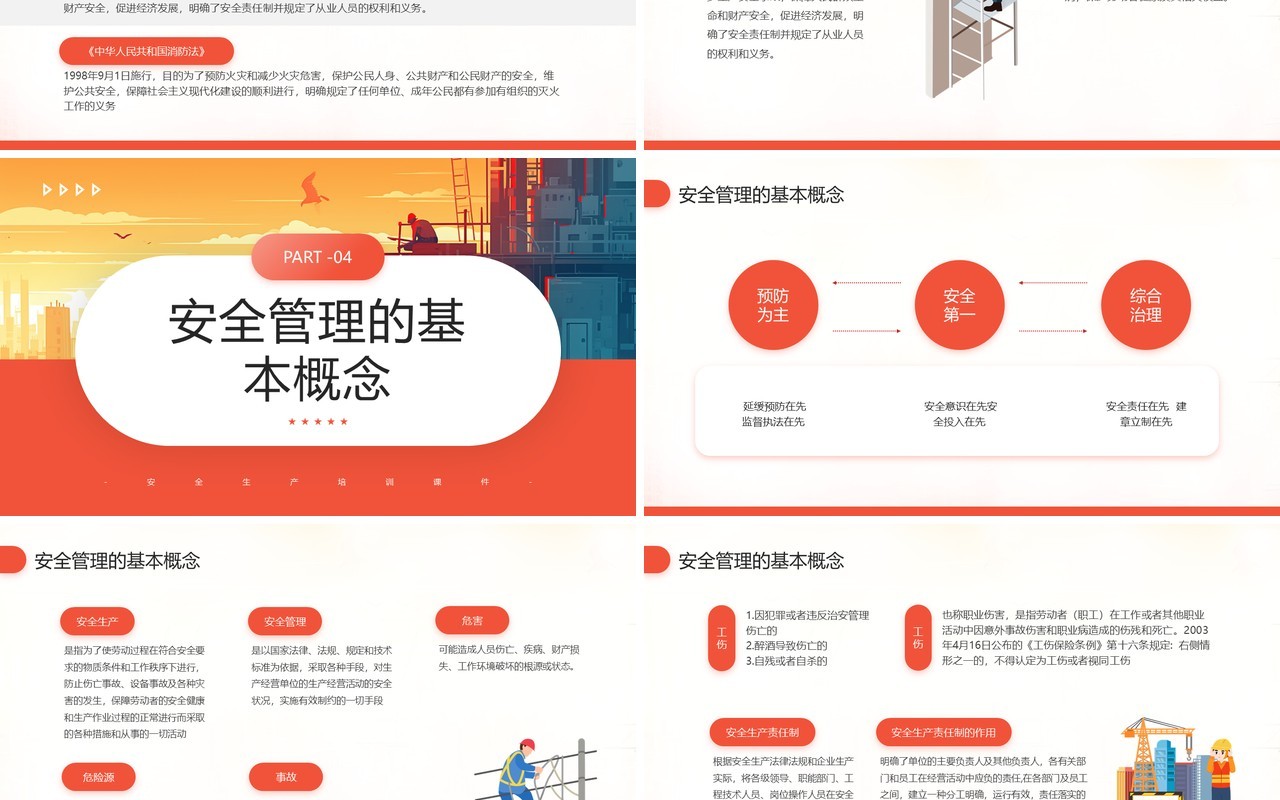 红色简约风安全生产培训PPT模板