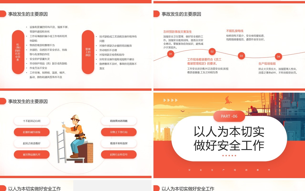 红色简约风安全生产培训PPT模板