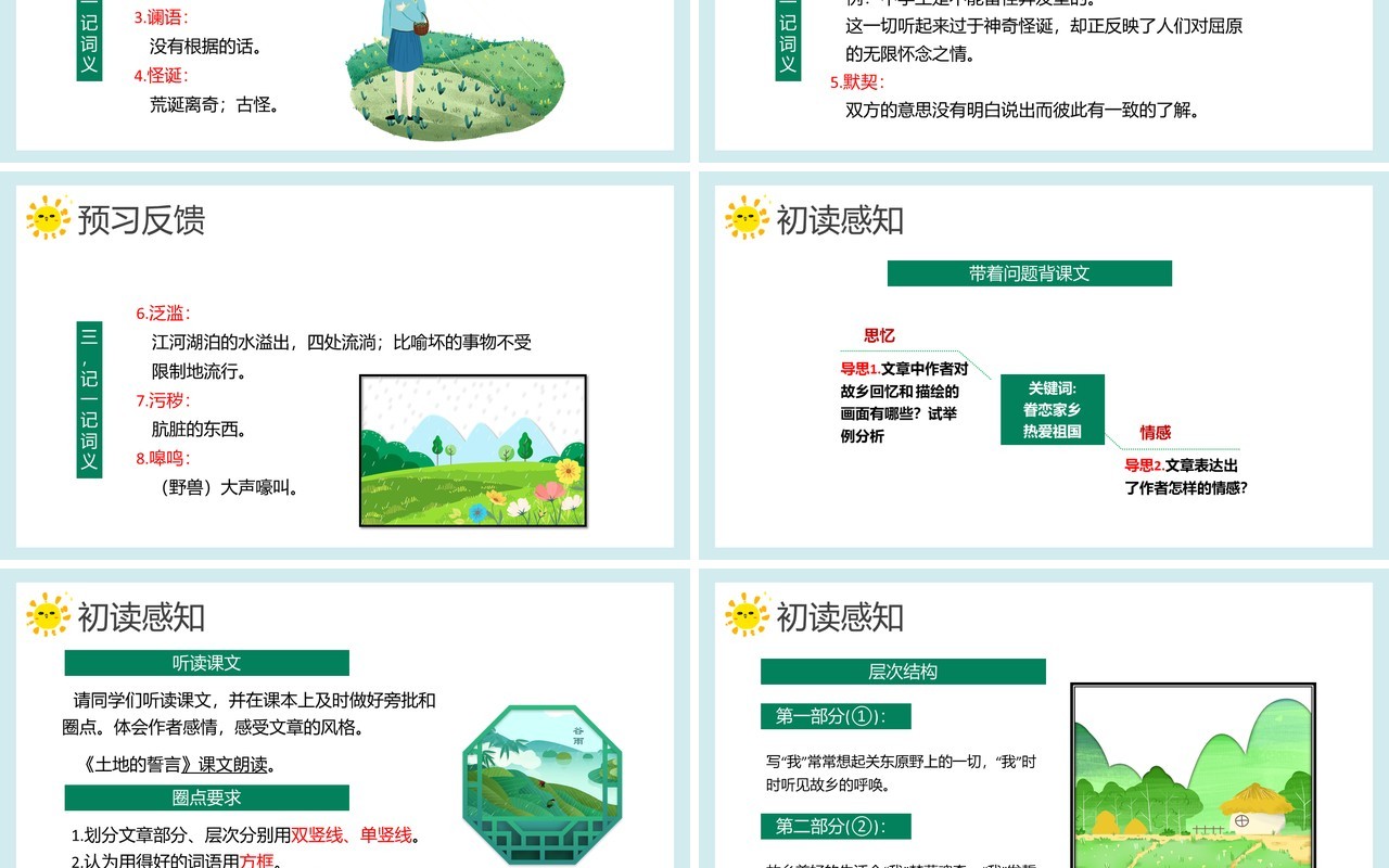 部编版七年级语文下册土地的誓言课件PPT模板