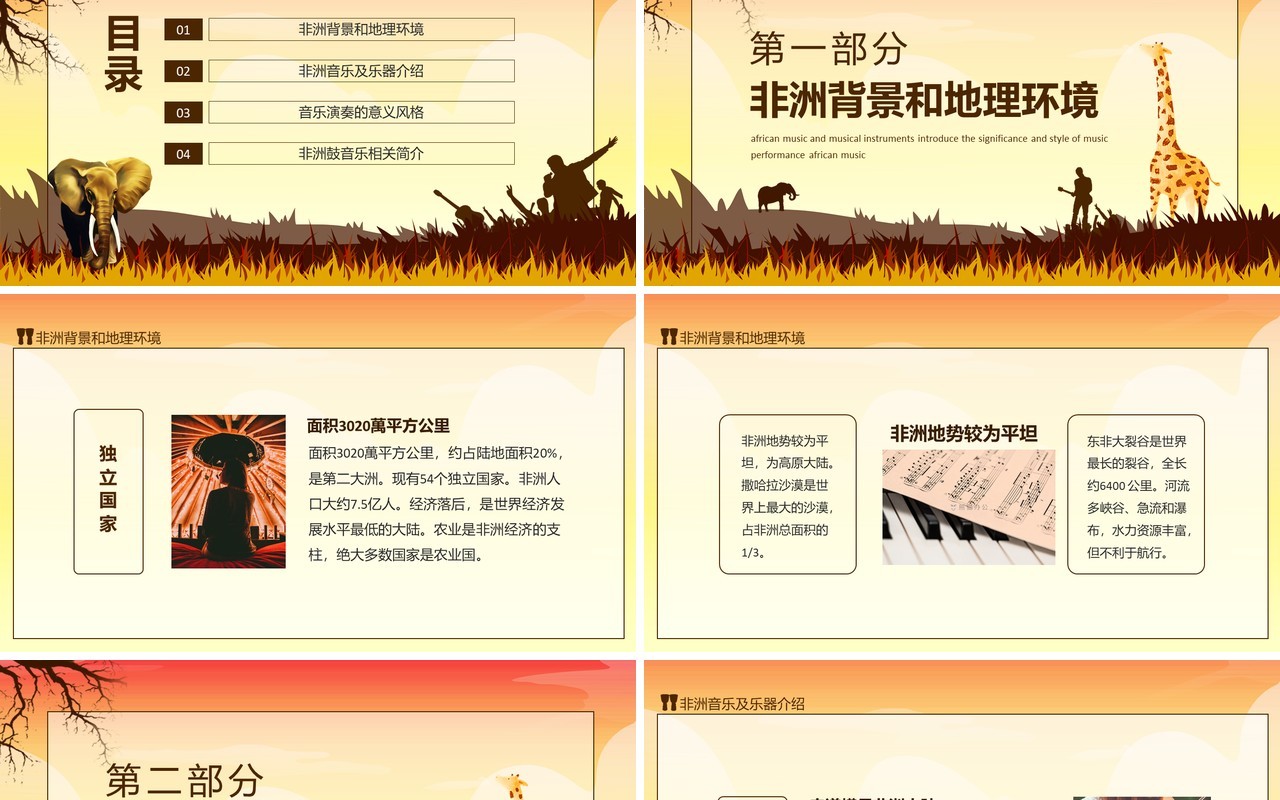 非洲音乐及乐器介绍音乐演奏的意义动态PPT模板