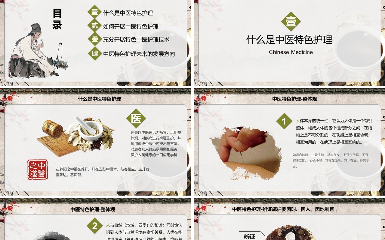 中国风中医护理PPT模板