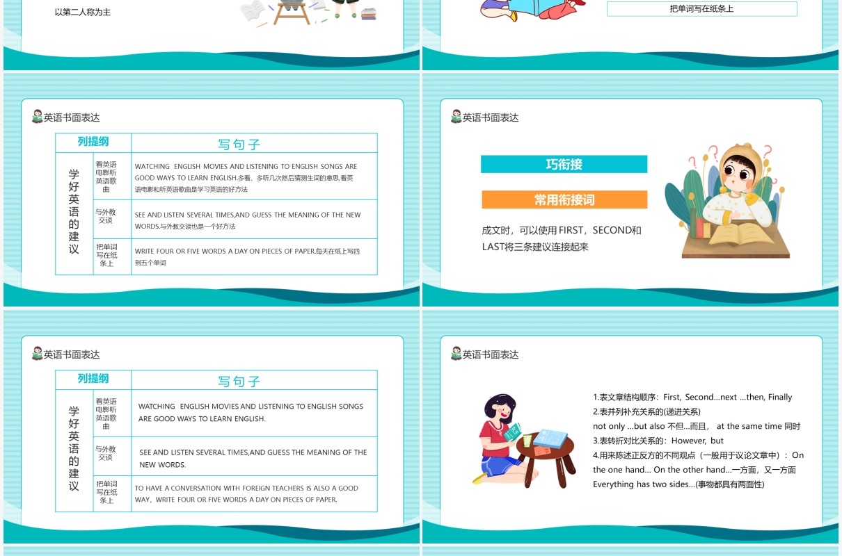 英语书面表达大作文语意合理语法正确动态PPT模板