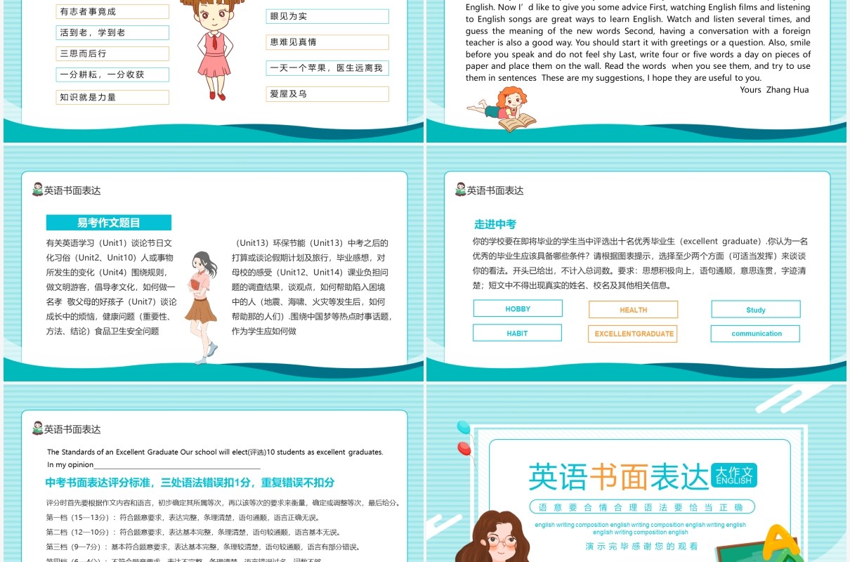 英语书面表达大作文语意合理语法正确动态PPT模板