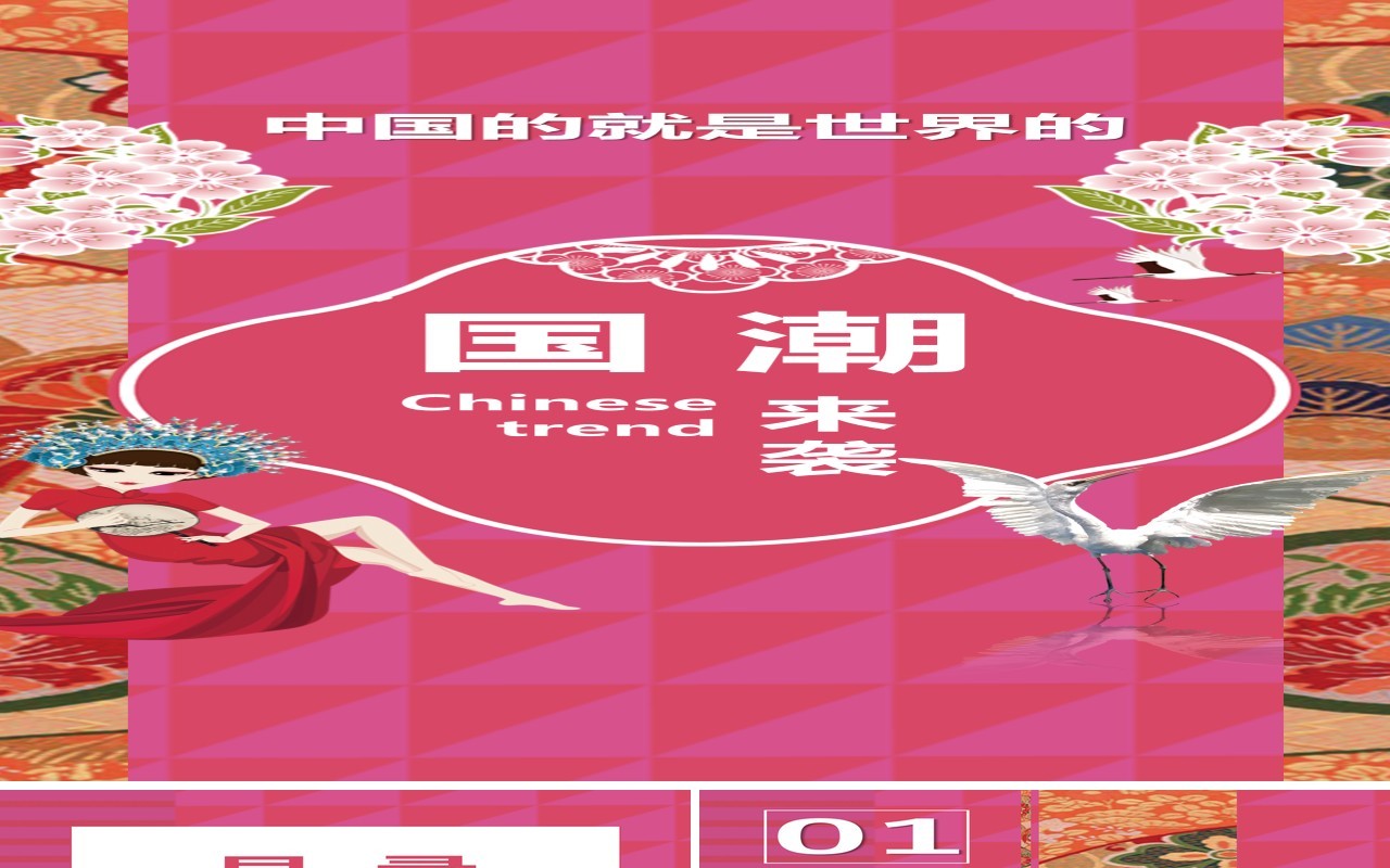 粉色过潮来袭手机竖版PPT模板