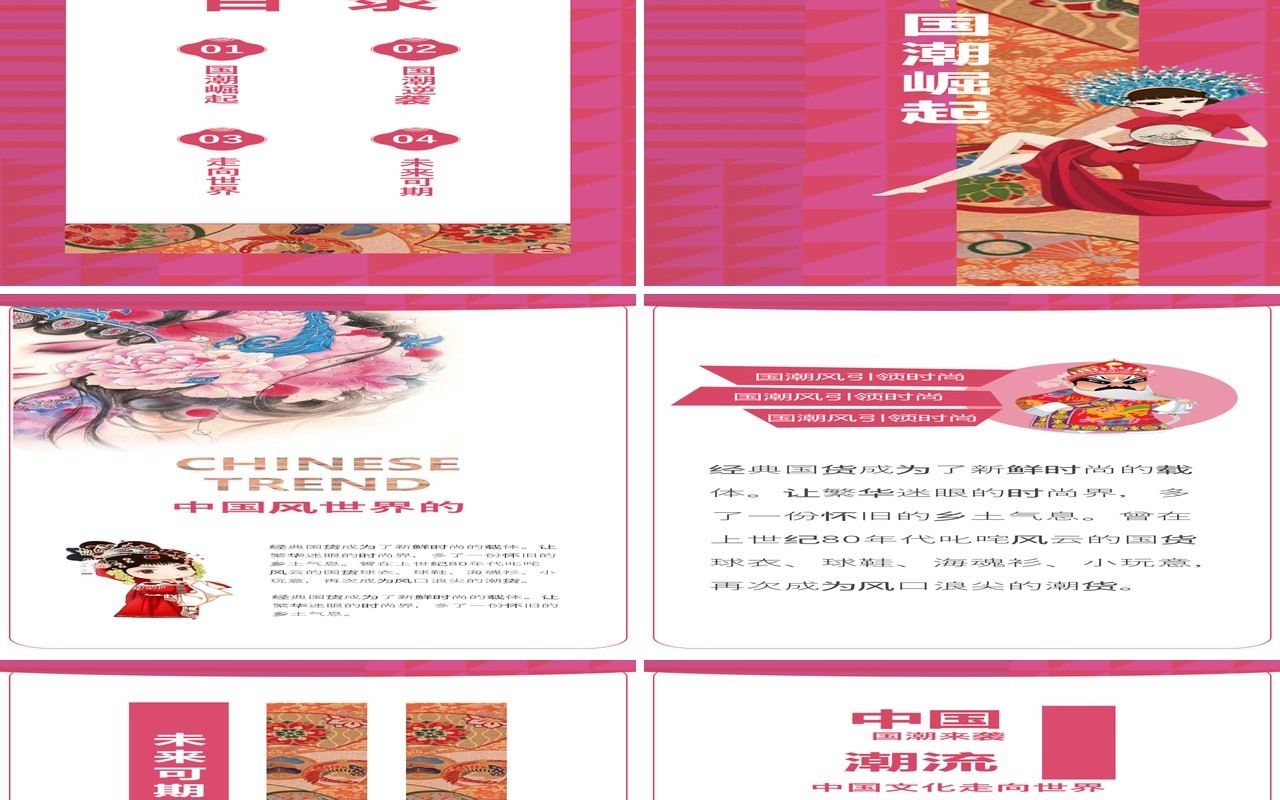 粉色过潮来袭手机竖版PPT模板