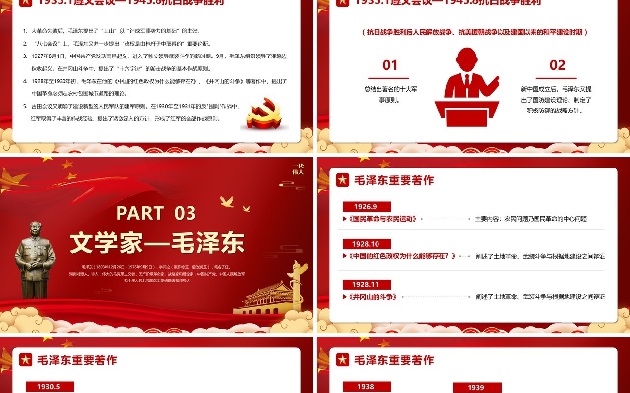 红色毛泽东诞辰纪念日128周年PPT模板