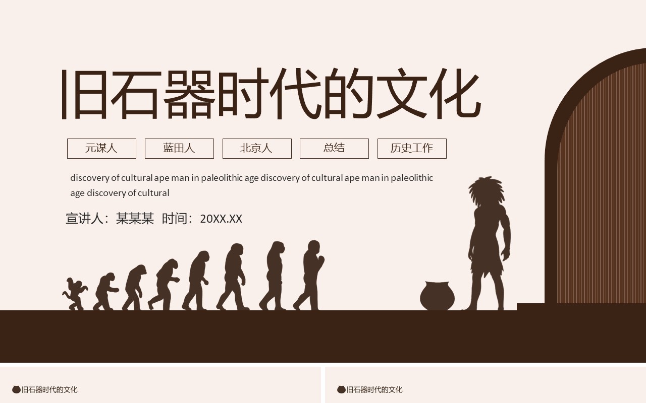 旧石器时代元谋人蓝田人北京人文化动态PPT模板