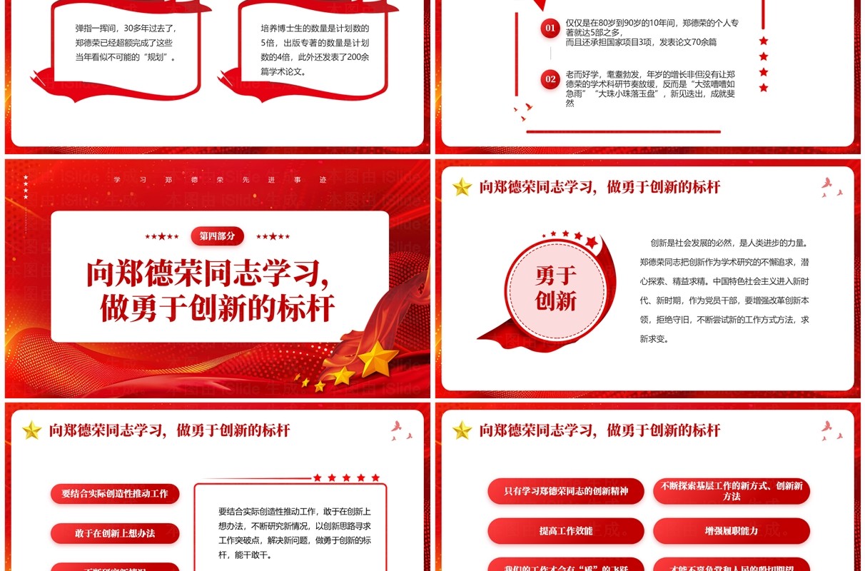 红色党政风学习郑德荣先进事迹PPT模板