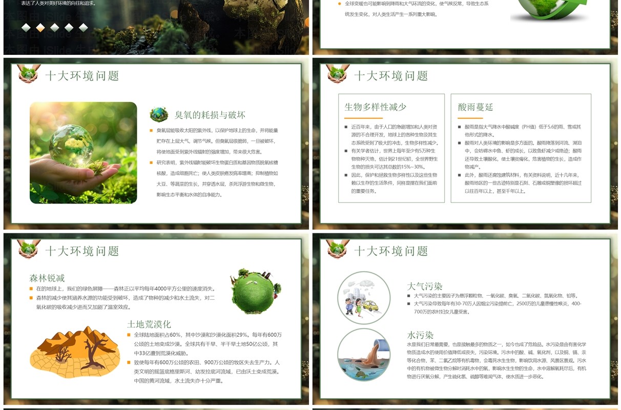 绿色简约风世界环境日主题班会PPT模板