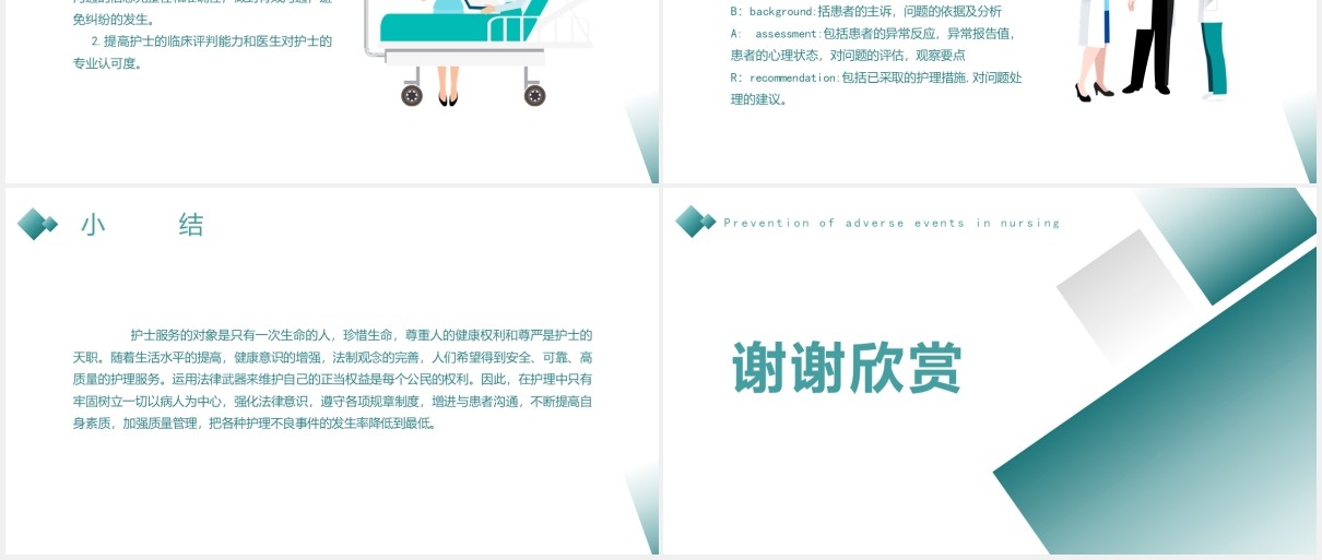 简约护理不良事件防范分析医用PPT模板