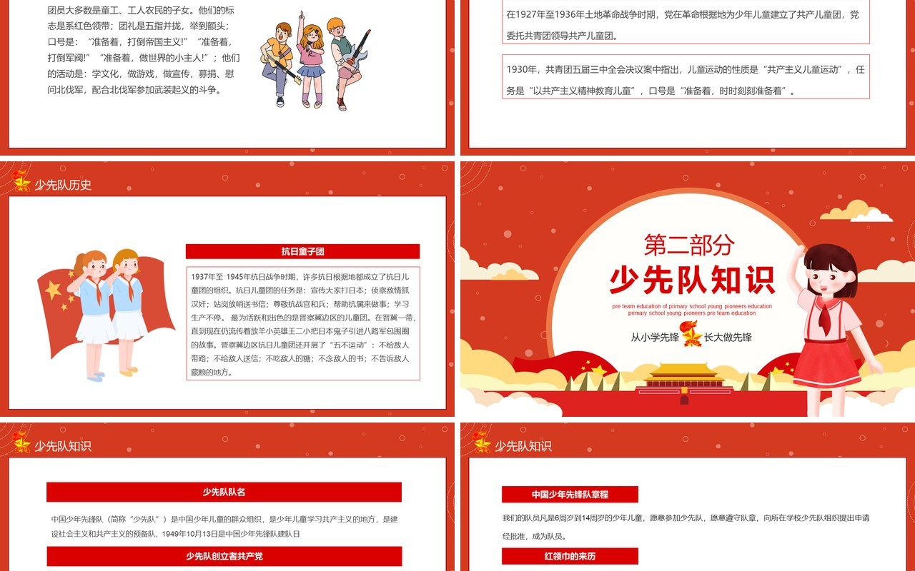 红领巾少先队小学少先队入队教育动态PPT模板