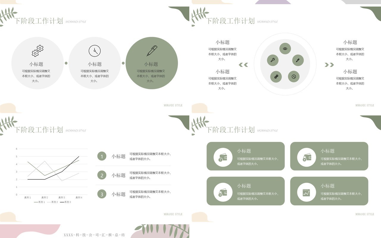 绿色简约莫兰迪风工作汇报PPT通用模板