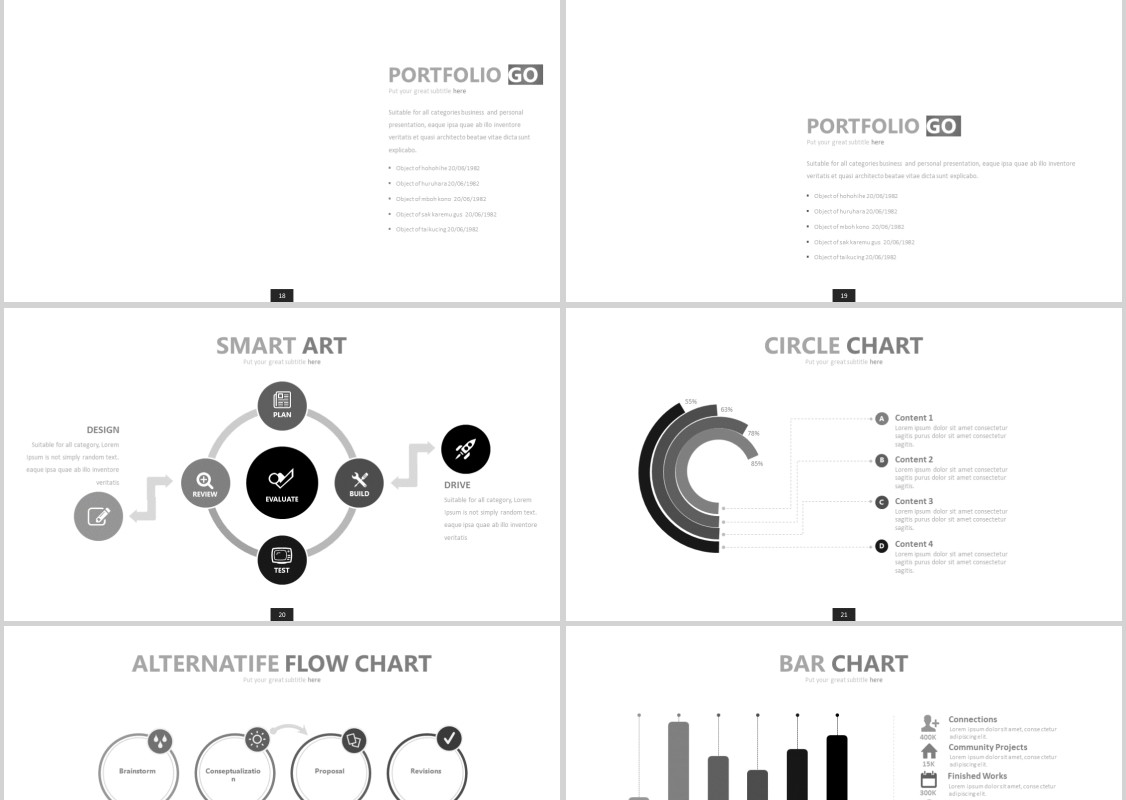 简洁个性图形工作汇报PPT信息图表模板Tikusan Powerpoint