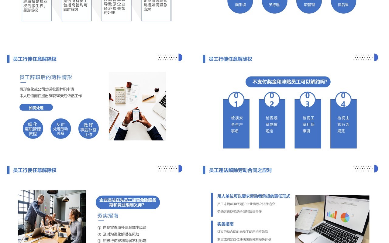 蓝色员工的离职与法律风险防范PPT模板