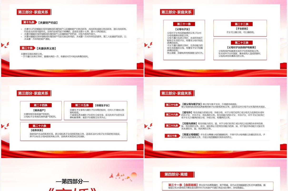 党课红色简约中国人民共和国婚姻法PPT模板