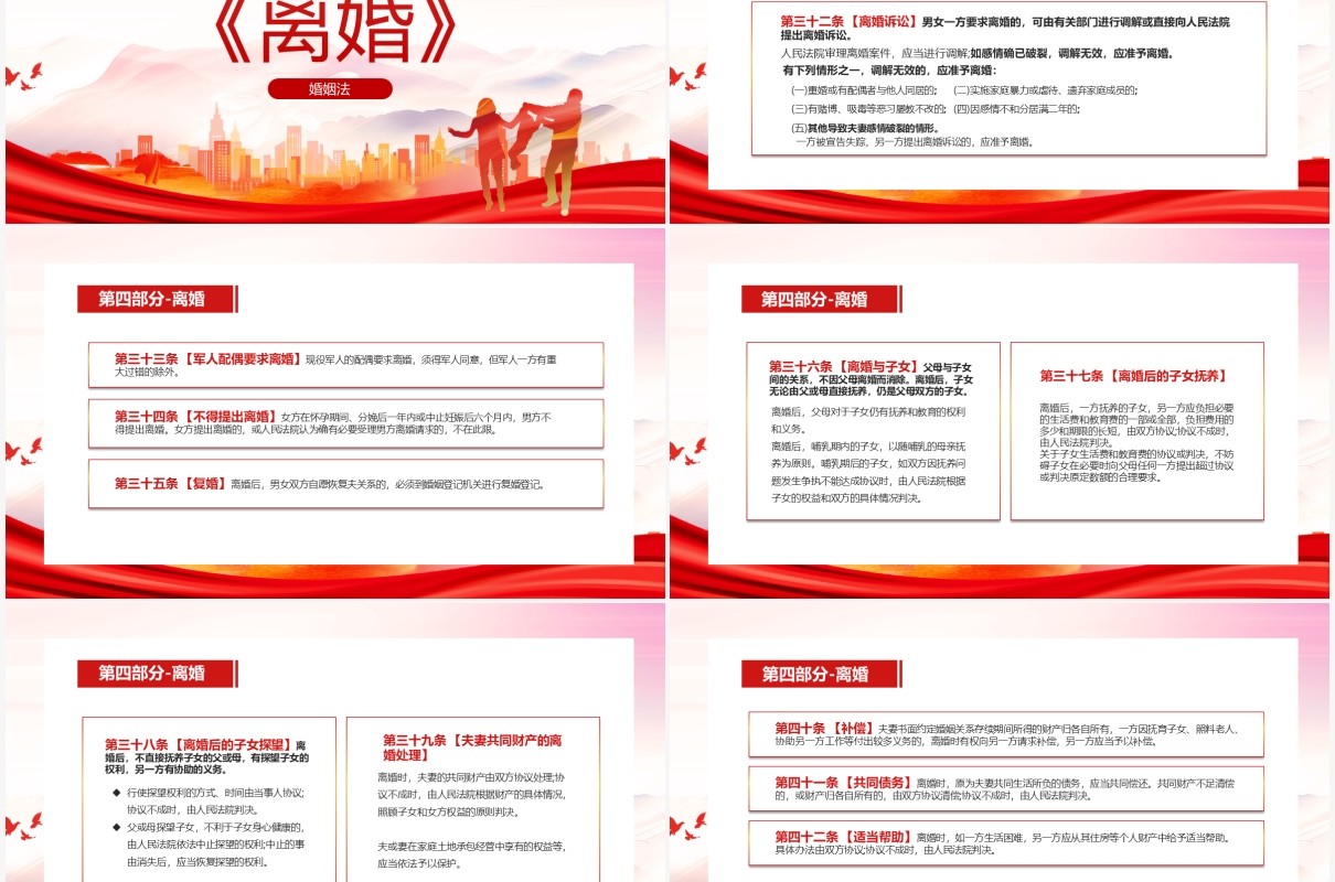 党课红色简约中国人民共和国婚姻法PPT模板